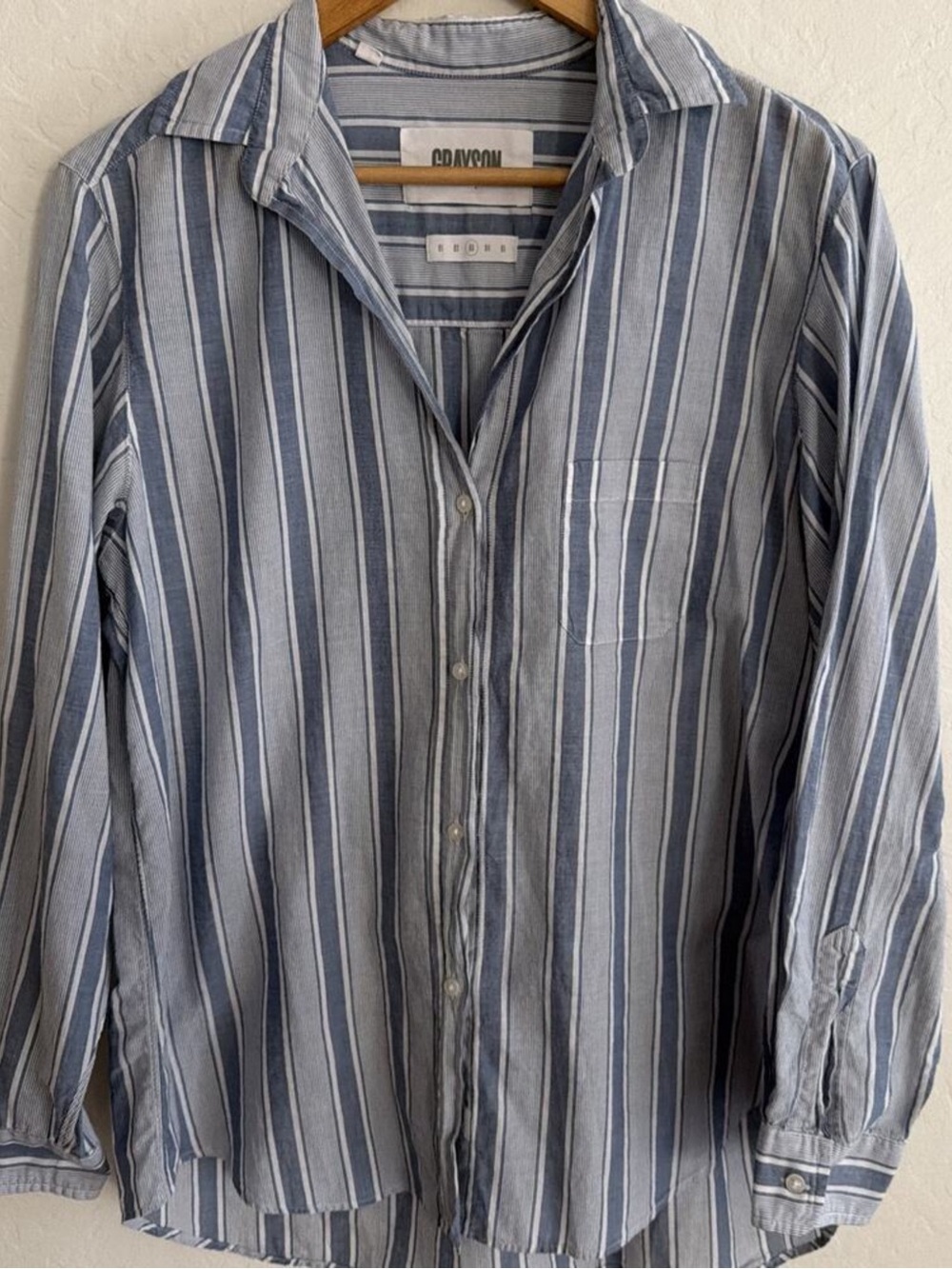 Women's Grayson Blue Stripe Button-Down Shirt - Casual Collared Top